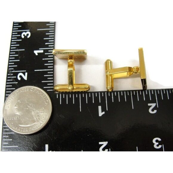 Josten's Cufflinks Gold Tone 10K Gold Ford Insert Wedding Tux Vintage - Picture 6 of 14